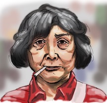 drawing of Tsai Chin in Lucky Grandma by an artist who wishes to remain anonymous